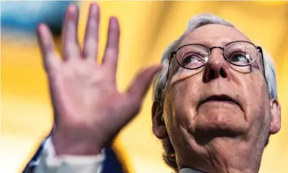  ?? Photograph: Samuel Corum/Getty Images ?? Mitch McConnell holds a press conference on Capitol Hill.