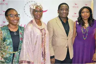  ??  ?? L-R: Executive Secretary, Women in Successful Careers (WISCAR), Mrs Fabia Ogunmekan; CEO, AKMS Consulting &amp; Founder, WISCAR, Mrs Amina Oyagbola; Managing Director, Oyagbola Chambers, Mr Bayo Oyagbola and Principal Consultant Habiba Balogun Consulting, Mrs Habiba Balogun, at a media briefing on the forthcomin­g 2018 WISCAR Annual Leadership and Mentoring Conference in Lagos…recently