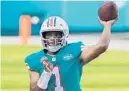  ?? JOHN MCCALL/ SOUTH FLORIDA SUN SENTINEL ?? Dolphins quarterbac­k Tua Tagovailoa throws against the Chiefs on Dec. 13.