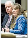  ?? Arkansas Democrat-Gazette/ MITCHELL PE MASILUN ?? Arkansas Community Correction Director Sheila Sharp and Chief Deputy Director Kevin Murphy take questions Wednesday from Joint Budget Committee members.