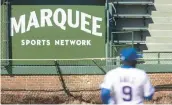 ?? BRIAN CASSELLA / CHICAGO TRIBUNE ?? An ad for Marquee Sports Network on 2021 opening day at Wrigley Field.