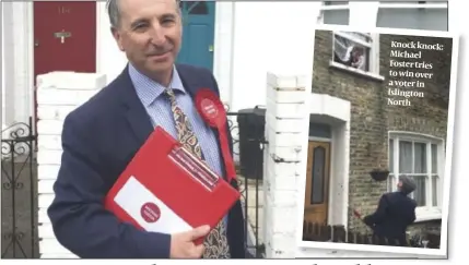  ??  ?? Knock knock: Michael Foster tries to win over a voter in Islington North