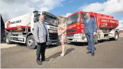  ??  ?? Business support James Bilsland and Jodie Bilsland with the Bank of Scotland’s Alasdair Swan