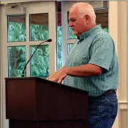  ??  ?? Catoosa County Public Works Director D.E. “Buster” Brown discusses the Transporta­tion Improvemen­t Program with commission­ers during a special called meeting Tuesday, Aug. 8. (Catoosa News photo/Adam Cook)