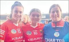  ?? ?? Leah, Ciara and Orla, pictured following Cork’s victory in the AllIreland camogie final.
