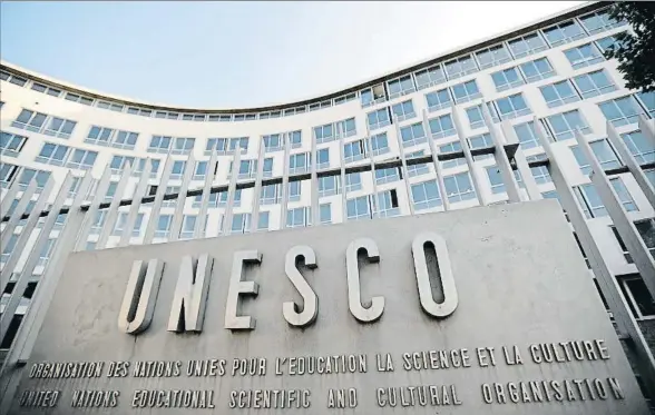  ?? YOAN VALAT / EFE ?? Vista del edificio principal de la sede oficial de la Unesco, en París
