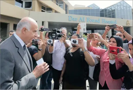  ?? Picture: REUTERS ?? WRONG TARGET: Egyptian Tourism Minister Khaled Rami briefs the media following his visit to the injured tourists who were mistakenly attacked during a military operation. Survivors said they were bombed by military helicopter­s and an aircraft while...