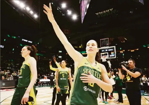  ?? Steph Chambers / Getty Images ?? Storm guard Sue Bird, a former UConn star, announced on Thursday this will be her last in the WNBA. Bird won four WNBA championsh­ips and is in her 19th season.