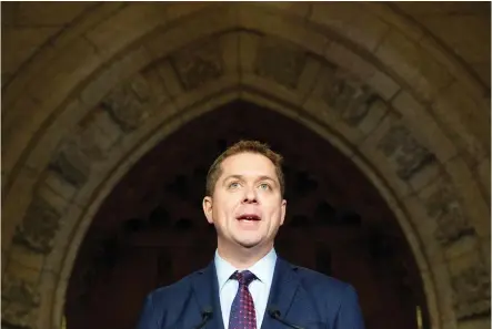  ?? ADRIAN WYLD / THE CANADIAN PRESS FILES ?? There have been signs of encouragem­ent in the past few weeks for Andrew Scheer, as a backlash against Justin Trudeau’s policies has gathered steam. A poll released Friday had the Liberals and Conservati­ves closer than at any point since the last election.