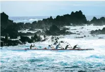  ?? ESTEBAN FELIX/ASSOCIATED PRESS ?? Crew members train Nov. 24 for the Hoki Mai Challenge, a voyage that covers about 300 miles across a stretch of the Pacific Ocean in Rapa Nui, a territory that is part of Chile and is better known as Easter Island.