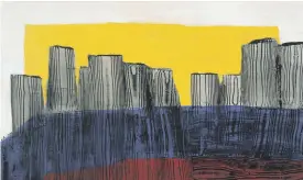  ??  ?? Speaking to a documentar­y filmmaker in 2006, Sadr said this abstract painting, circa 1975, represente­d the oil-soaked waters of the Gulf