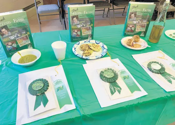  ?? PHIL POTEMPA/POST-TRIBUNE ?? Winning recipes of this year’s Cooking with Mint Contest at the 44th annual Mint Festival in North Judson include an easy mint syrup, far right, among other flavorful favorites awarded ribbons this year.