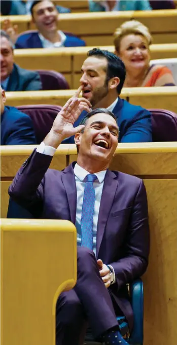  ?? ÁNGEL NAVARRETE ?? Pedro Sánchez, en el Senado este martes durante su discurso cara a cara con Feijóo.