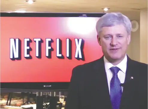  ?? Stephen Harper / Twitt er ?? A 2015 Conservati­ve party campaign video warned the other parties would introduce a “Netflix tax.”