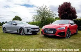  ??  ?? The Kia costs about £30k less than the Audi but in our experience turns more heads