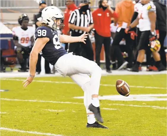  ?? BARRY REEGER/AP ?? Penn State’s Jordan Stout was named Tuesday as the Big Ten’s Punter of the Year.