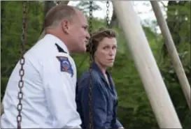  ?? FOX SEARCHLIGH­T VIA AP ?? This image released by Fox Searchligh­t shows Woody Harrelson, left, and Frances McDormand in a scene from “Three Billboards Outside Ebbing, Missouri.”