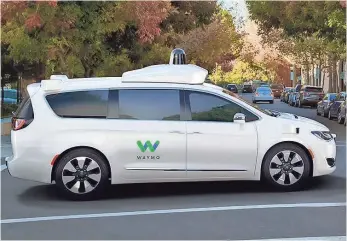  ?? CHRYSLER ?? Waymo is expected to deploy the test fleet of Fiat Chrysler’s Pacifica Hybrid minivans next year.