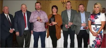  ??  ?? From left: Andrew Nolan (County Treasurer), Tony Furlong (committee), Tony Rowe (Kilmore), Therese Byrne (Faythe Harriers), John Cummins (Crossabeg-Ballymurn), Ian Donohue (Sarsfields), Ursula Jacob (special guest).