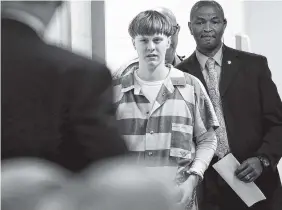  ?? THE ASSOCIATED PRESS ?? Dylann Roof enters the courtroom at the Charleston County Judicial Center Monday to enter his guilty plea on murder charges in Charleston, S.C.