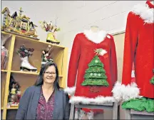  ?? DESIREE ANSTEY/ JOURNAL PIONEER ?? Barb Locke has designed her Christmas sweaters so that they can be reused by taking the ornaments off and worn as a regular item of clothing.