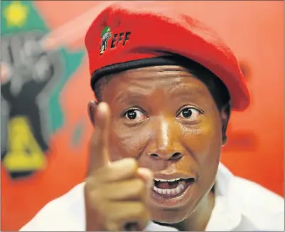 ?? Picture: THE TIMES ?? ANGRY JUJU: Julius Malema addresses the media at a briefing at EFF headquarte­rs yesterday