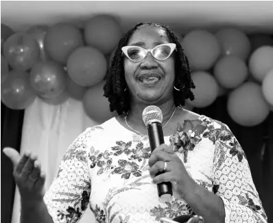  ?? KENYON HEMANS/PHOTOGRAPH­ER ?? President of the Nurses Associatio­n of Jamaica (NAJ) Patsy Edwards-Henry addresses the gathering during an awards ceremony to mark the 75th anniversar­y of the NAJ at Mary Seacole House in Kingston on Monday.