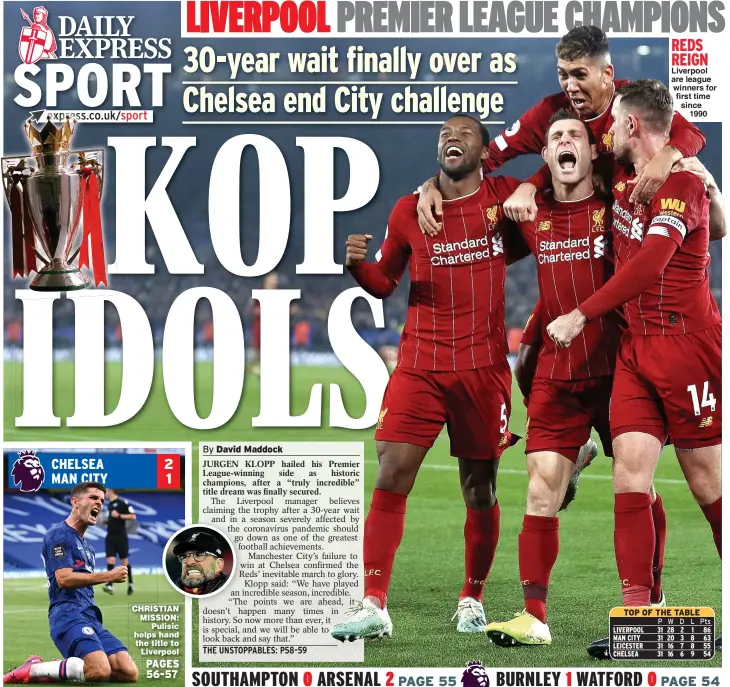  ??  ?? REDS REIGN Liverpool are league winners for first time since 1990