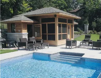  ?? GINO J. AIELLO/OTTAWA CITIZEN ?? No longer just a utility shed, pool houses have grown into amenity-laden spaces that offer an escape.