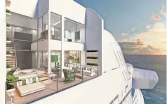  ??  ?? Edge will feature what Celebrity is calling Infinite Veranda cabins designed to blend indoors and outdoors. RENDERING BY CELEBRITY CRUISES
