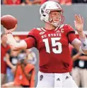  ??  ?? North Carolina State’s Ryan Finley. JAMES GUILLORY/USA TODAY SPORTS