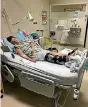  ?? PHOTO: SUPPLIED ?? Karen Rutherford in hospital after the crash in August 2016.