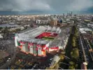  ?? Photograph: Christophe­r Furlong/Getty Images ?? An aerial view of Old Trafford Stadium, the home of Manchester United Football Club.