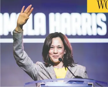  ?? SEAN RAYFORD / GETTY IMAGES ?? Kamala Harris, a former prosecutor and the junior U.S. senator for California, was revealed Tuesday as the vice presidenti­al running mate for Democratic presidenti­al nominee Joe Biden.