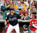  ?? AP ?? New Braves third baseman Josh Donaldson should be a plus offensivel­y, but his defense could help solidify the infield. Donaldson is easing into playing shape during spring training.