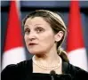  ??  ?? Chrystia Freeland, Canada’s minister of foreign affairs, released a statement saying the Maduro government refused to extend the visas of embassy officials (Bloomberg)