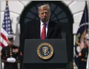  ?? EVAN VUCCI — THE ASSOCIATED PRESS ?? President Donald Trump speaks during an event celebratin­g American truckers at the White House om Thursday.