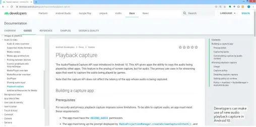  ??  ?? Developers can make use of new audio playback capture in Android 10.