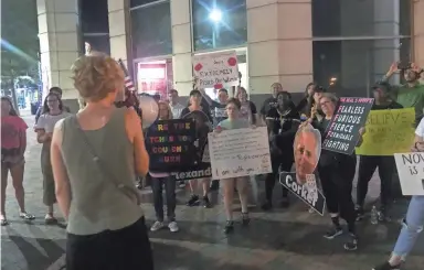  ?? PHILLIP ?? A group of 60 or more protesters went outside the office of Sen. Bob Corker to protest the confirmati­on of Brett Kavanaugh as Supreme Court Justice.