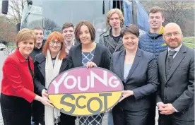  ??  ?? SUPPORT Sturgeon, Dugdale, Davidson and Harvie with our Young Scots