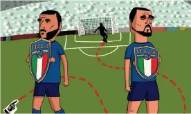  ??  ?? Italy’s Giorgio Chiellini and Leonardo Bonucci have 219 caps between them. Illustrati­on: Cameron Law