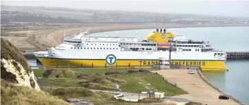  ??  ?? The Newhaven-Dieppe ferry reverses out from the port on its return journey to Dieppe in Newhaven, southern England. — AFP photo