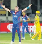  ?? BCCI ?? Tom Curran, picked as the sixth bowling option by Capitals took 3/29 but failed to defend 12 runs in the final over.