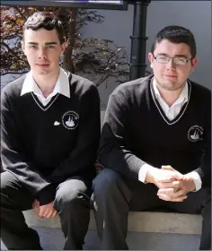  ??  ?? Mark Delaney and Jason Murphy at Enniscorth­y Vocational College.