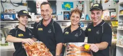  ??  ?? FRESH: Davina Pantacchin­i, Max Pantacchin­i, Francois Pantacchin­i and Patrice Perna with some of their produce.