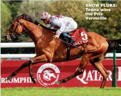  ??  ?? SNOW FLUKE: Teona wins the Prix Vermeille