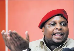  ?? AFP ?? Strong denial: EFF deputy president Floyd Shivambu tells the media on Tuesday in Johannesbu­rg that allegation­s he had received VBS money from his brother were ‘pure insanity’ and ‘madness’ ./