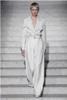  ?? Photograph: WWD/Rex/Shuttersto­ck ?? Inspiratio­n for the Max Mara show was Marlene Dietrich’s masculine suits