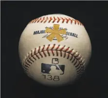  ?? Milo Stewart Jr. / National Baseball Hall of Fame ?? The ball from Bonds’ record-breaking 756th home run is in the Hall of Fame; the man who bought it had an asterisk cut in it.