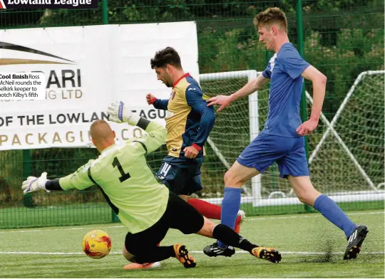  ??  ?? McNeil rounds the Selkirk keeper to notch Kilby’s fifth